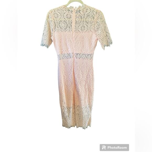 Just Me Dress Womens Size Small Feminine Flirty Pink Lace Party Sheath Romantic - Picture 7 of 10